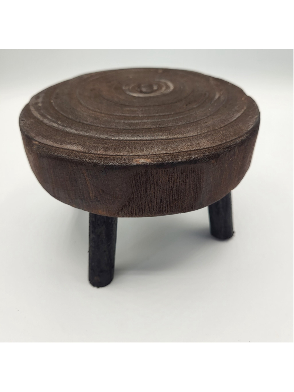 Rustic Round Wood Display Riser - 5.5" Plant Candle Stand - Dark Brown - NWOT